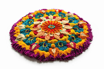 Poster - Traditional oil lamp with colorful rangoli design on diwali festival