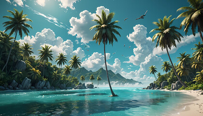 a vibrant tropical land background 