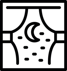 Sticker - Line art icon of a window showing the moon and stars at night