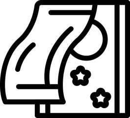 Poster - Line icon of baby clothes drying, depicting laundry and childcare