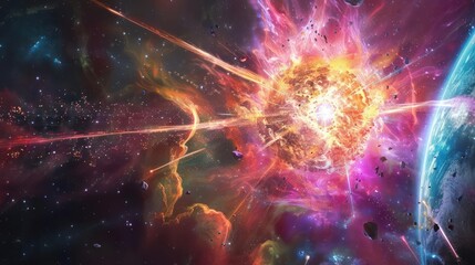 Wall Mural - a colorful, mysterious cosmic ray source in deep space.,majestic astronomical image of galaxy univer