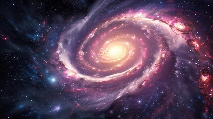 Wall Mural - a colorful spiral galaxy with mysterious, dark voids.,majestic astronomical image of galaxy universe