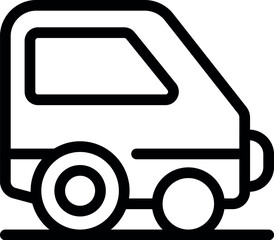 Poster - Simple line drawing of a small delivery van driving on a road, perfect for logistics and transportation themes