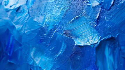 Aufkleber - Blue background with oil paint Beautiful close up brushstrokesDetail of artistic abstract oil painted background : Generative AI