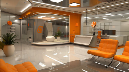 Poster - modern technology company office interior design concept, office background