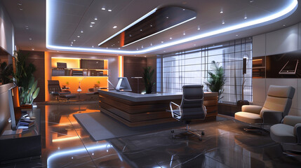 Poster - modern technology company office interior design concept, office background