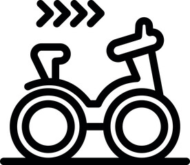 Poster - simple monochrome icon of a kids bike moving forward, leaving three arrows behind