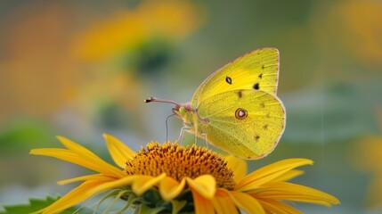 Poster - Yellow Butterfly on Sunflower