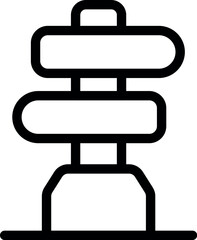 Poster - Simple line icon of a road sign standing on the ground, showing two empty boards, perfect for travel and direction concepts