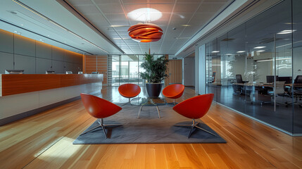 Poster - modern technology company office interior design concept, office background