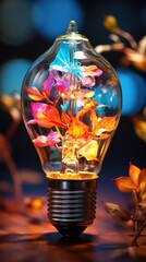 Wall Mural - light bulb on black background