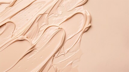Poster - cosmetic smear texture on pastel beige background : Generative AI