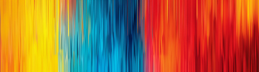Fototapete - Colorful vertical lines background with a gradient of blue, red and yellow colors. Abstract digital backdrop design for presentation or banner in the style of digital artwork.


