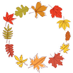 Wall Mural - Banner made of autumn leaves. Vector illustration of a bright colorful autumn background. 