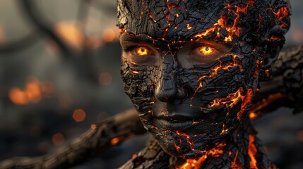 Poster - Fiery face of a mysterious entity