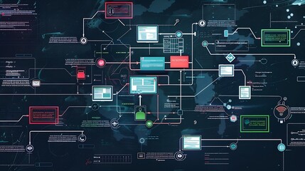 Aufkleber - Software development flowchart diagram showing branching merging pull request commit master development and release version process workflow for business Distributed version control Gi : Generative AI