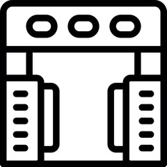 Poster - simple line icon of a ticket barrier with three circles on top, representing a typical access point 