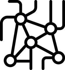 Poster - Black and white icon of a network structure connecting nodes with lines and circles