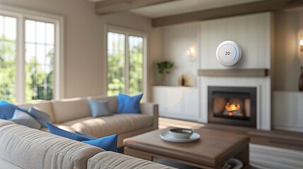 Poster - a sleek and modern commercial for a new smart home thermostat, demonstrating its ease of use and ene