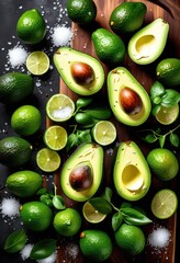 Wall Mural - ripe avocados garnished sea salt flakes healthy snack salad, green, fresh, organic, natural, food, ingredient, kitchen, cooking, culinary, nutrition, delicious