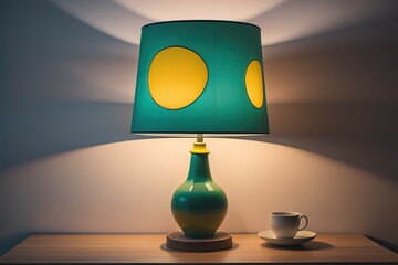 decorative table lamp on solid color background. ai generative