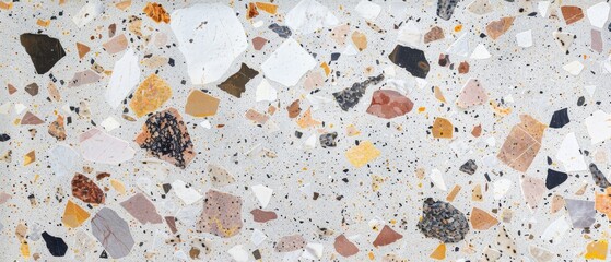 Wall Mural - Panoramic close-up, high detail scan of terrazzo material, Generative AI