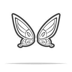 Wall Mural - fairy wings outline icon transparent vector isolated