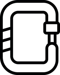 Canvas Print - Simple black and white line art icon of a carabiner used in climbing and mountaineering for attaching ropes and other gear