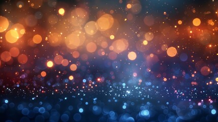 Wall Mural - abstract blue and orange bokeh background with glittering lights. photo ideal for festive or celebra