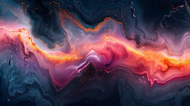 Abstract modern art mural, fluid marble swirls, dynamic flowing patterns with contrasting colors, 16:9 aspect ratio.