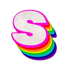 Poster - Png alphabet s 3d vintage rainbow font typography