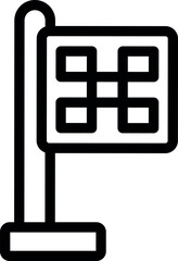 Poster - Simple black outline icon of a flag waving on a flagpole, with a hashtag symbol on the flag