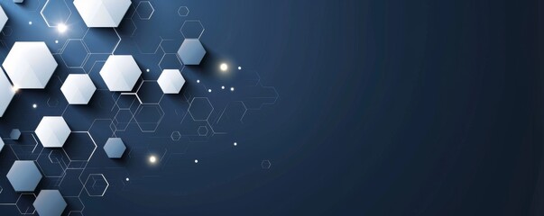 Poster - Abstract geometric hexagon design with light effects on dark background