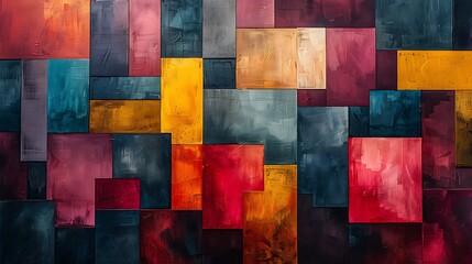 Canvas Print - Bold color blocks mural, large blocks of contrasting colors arranged in an abstract manner, modern art style.