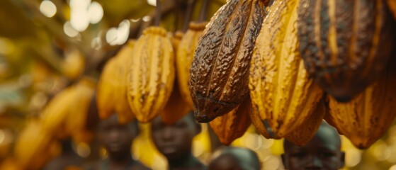 Sticker - A bunch of bananas hanging from a tree with people in the background. AI.