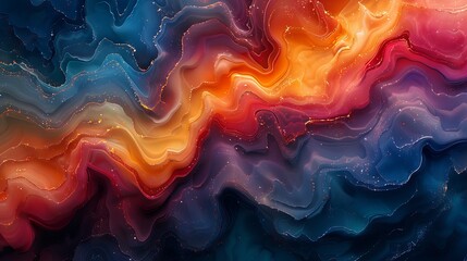Wall Mural - Fluid marble swirls mural, dynamic flowing patterns with contrasting colors, modern art style, 16:9 aspect ratio.