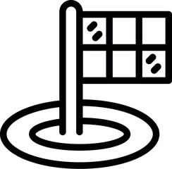 Poster - Line art icon of a checkered race flag standing in a puddle
