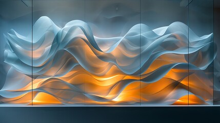 Poster - Modern art mural featuring abstract light play, patterns of light and shadow creating a dynamic, abstract composition.