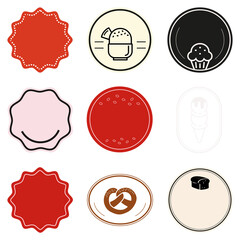 Sticker - png food badge design element set with dessert icon