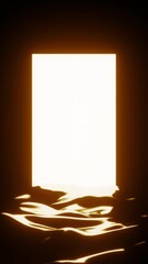 Aufkleber - The basement is filled with water with a bright window. Design. Blue and orange illumination with a black room and water and a light empty space made in abstraction.