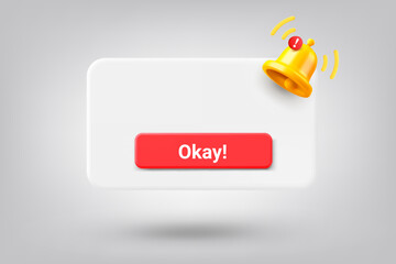 Aufkleber - Interface window with button and notification bell. 3d vector illustration