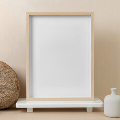 Poster - Photo frame mockup png, zen style home interior decor