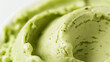 © Ice Cream Paradise - Velvety pistachio sorbet, a closeup image of velvety pistachio sorbet, its rich green color and smooth texture highlighted against a pure white background