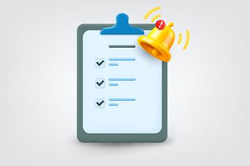 Aufkleber - Paper list with ringing bell. Vector 3d illustration