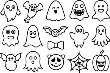  Halloween ghost icon set