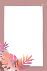 Poster - Colorful monstera leaf on a pink frame design element