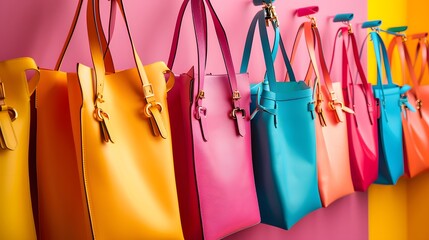 Colorful fashion collection lady woman bags sale at bag store shop