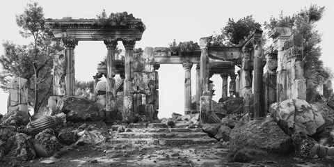 Poster - Abandoned architecture in monochrome tones