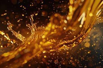Aufkleber - A high-contrast image of a liquid splashing onto a black surface