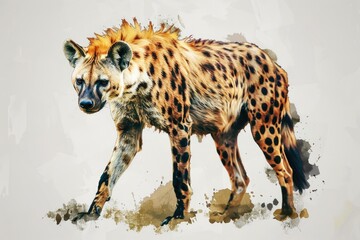 Poster - A photo of a spotted hyena standing on a white background